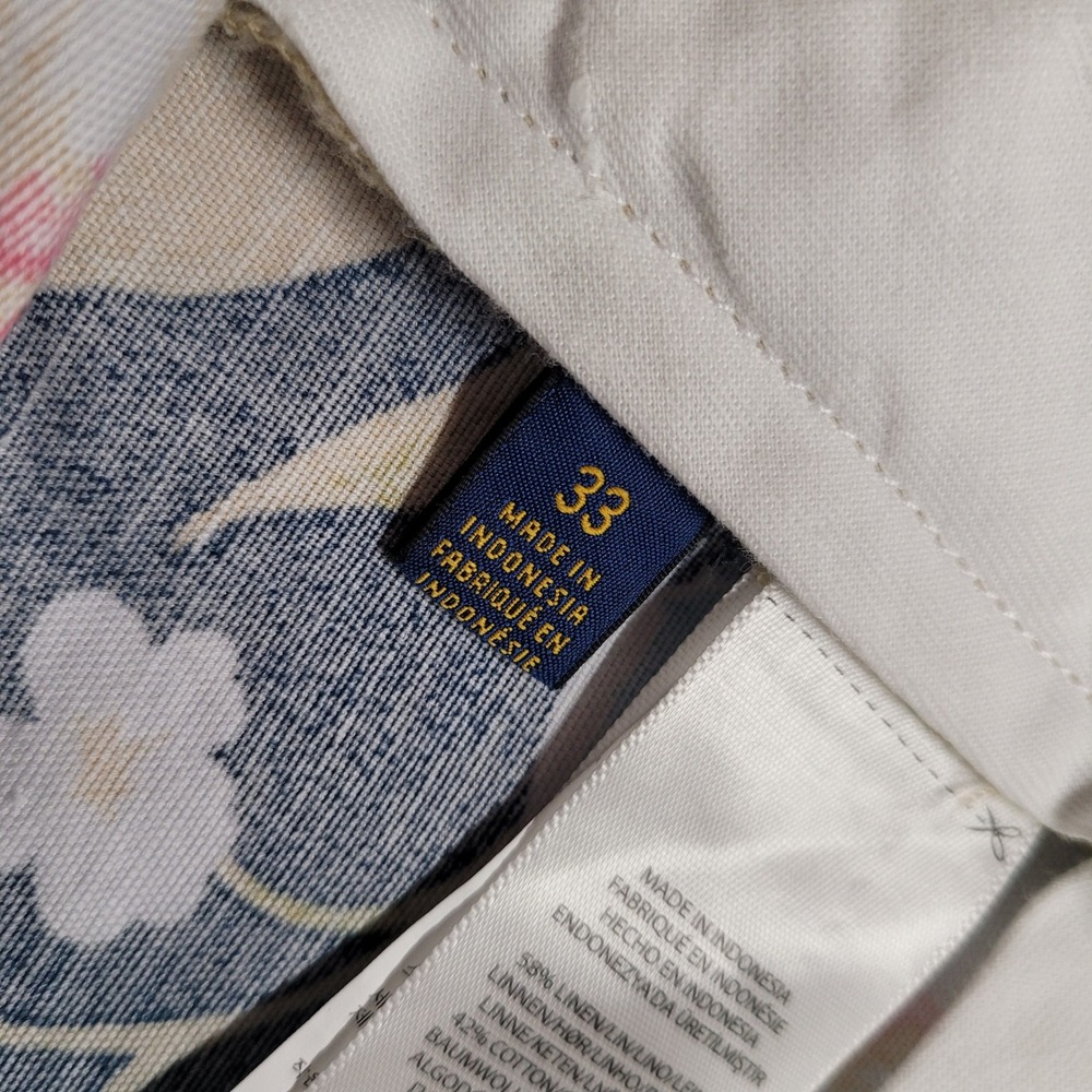 Polo Ralph Lauren Shorts Mens 33 Blue Floral Classic Fit Linen Blend Tropical - Picture 9 of 11